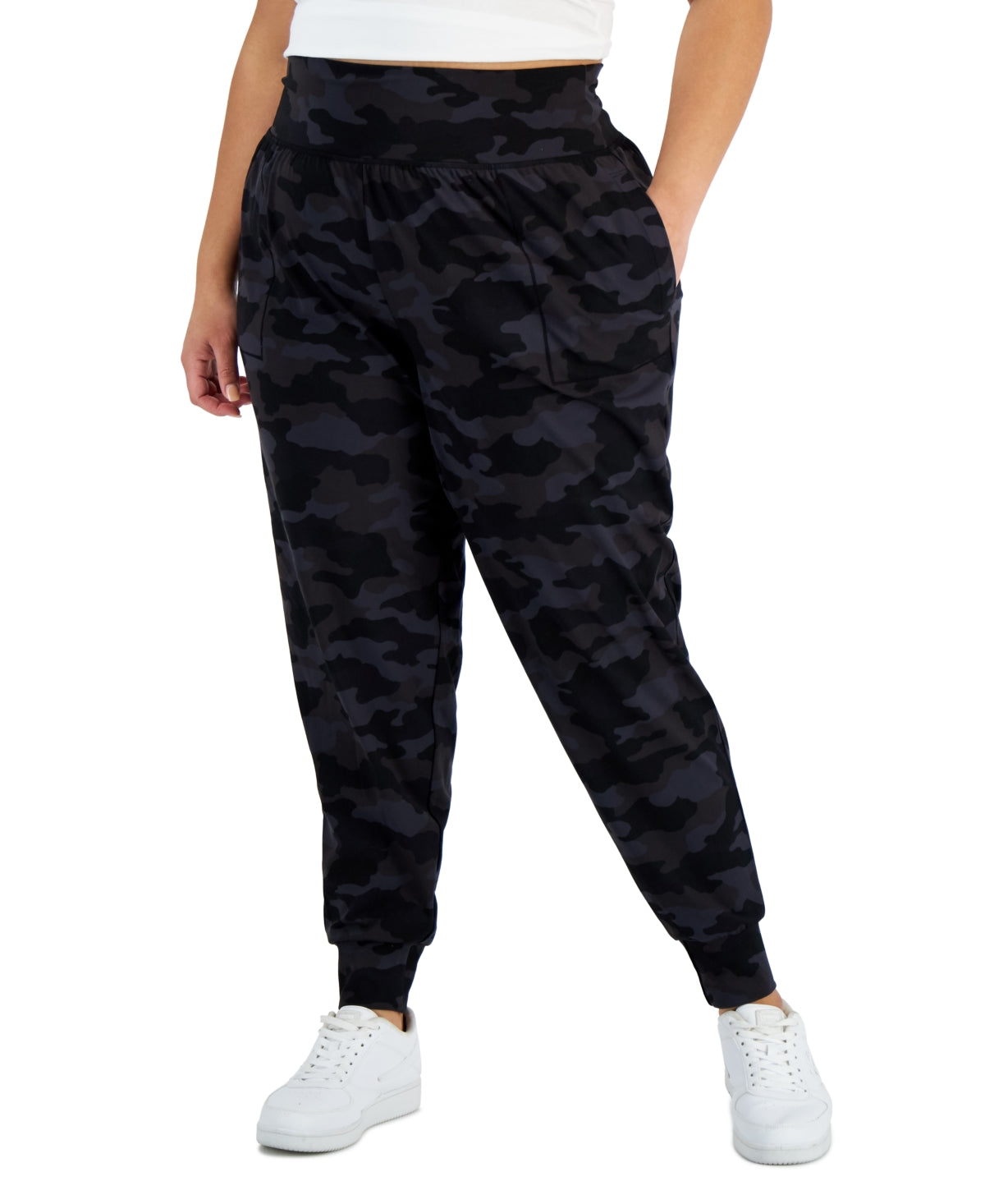 ID Ideology Women's Printed Jogger Pants Black Size 3X