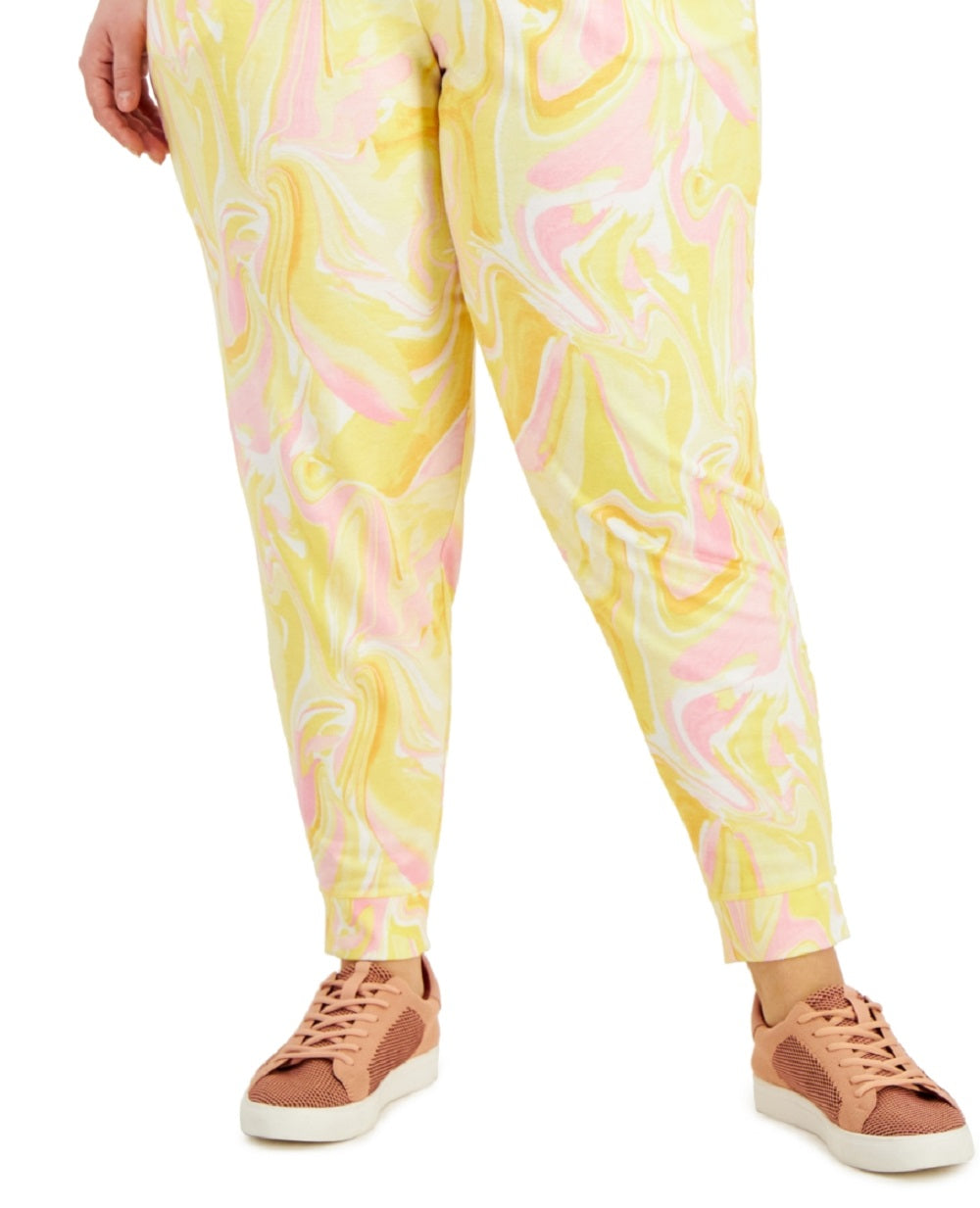 ID Ideology Women's Whirl Print Joggers Yellow Size 1X