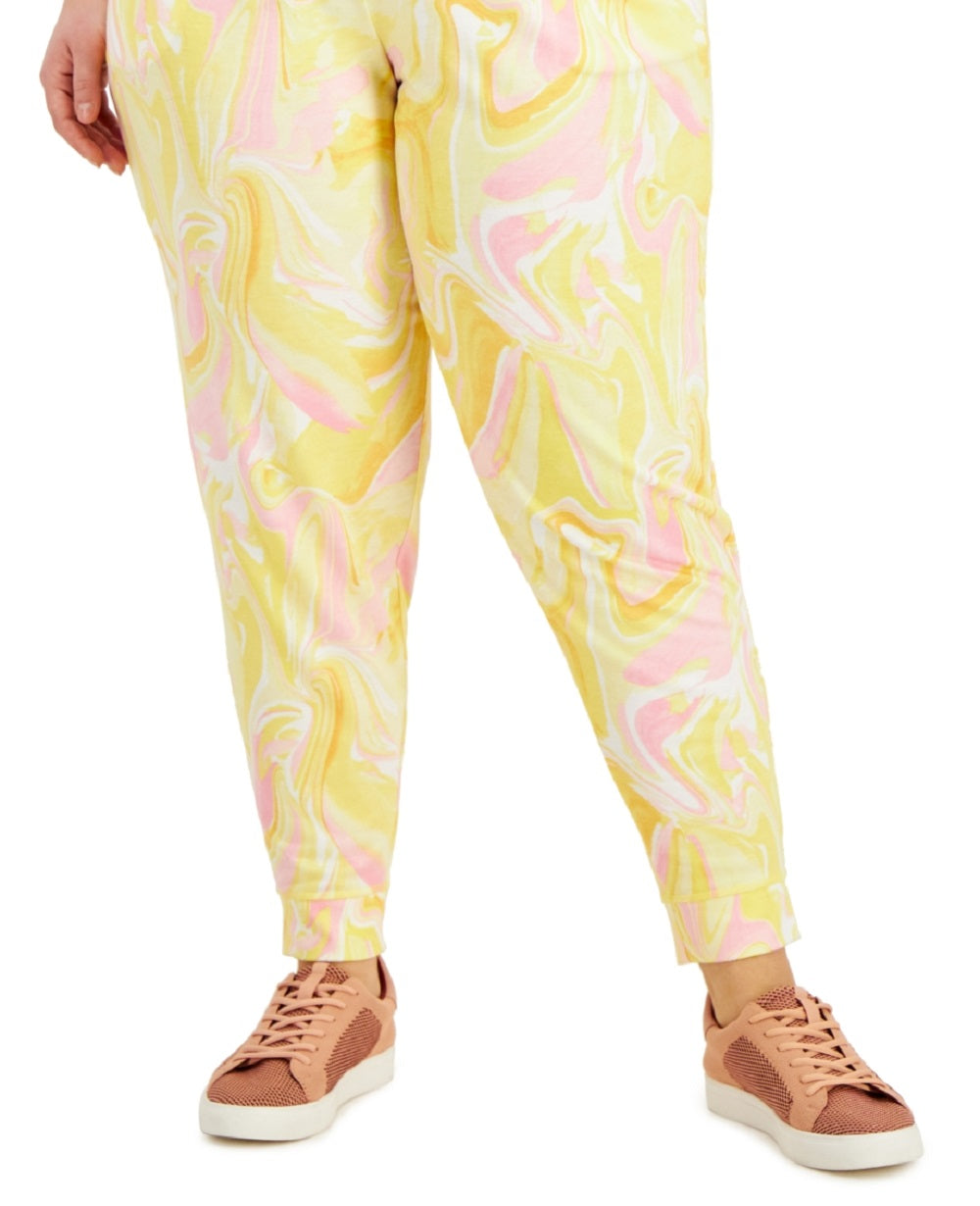 ID Ideology Women's Whirl Print Joggers Yellow Size 3X