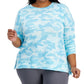 ID Ideology Women's Camouflage Print Sweatshirt Blue Size 1X