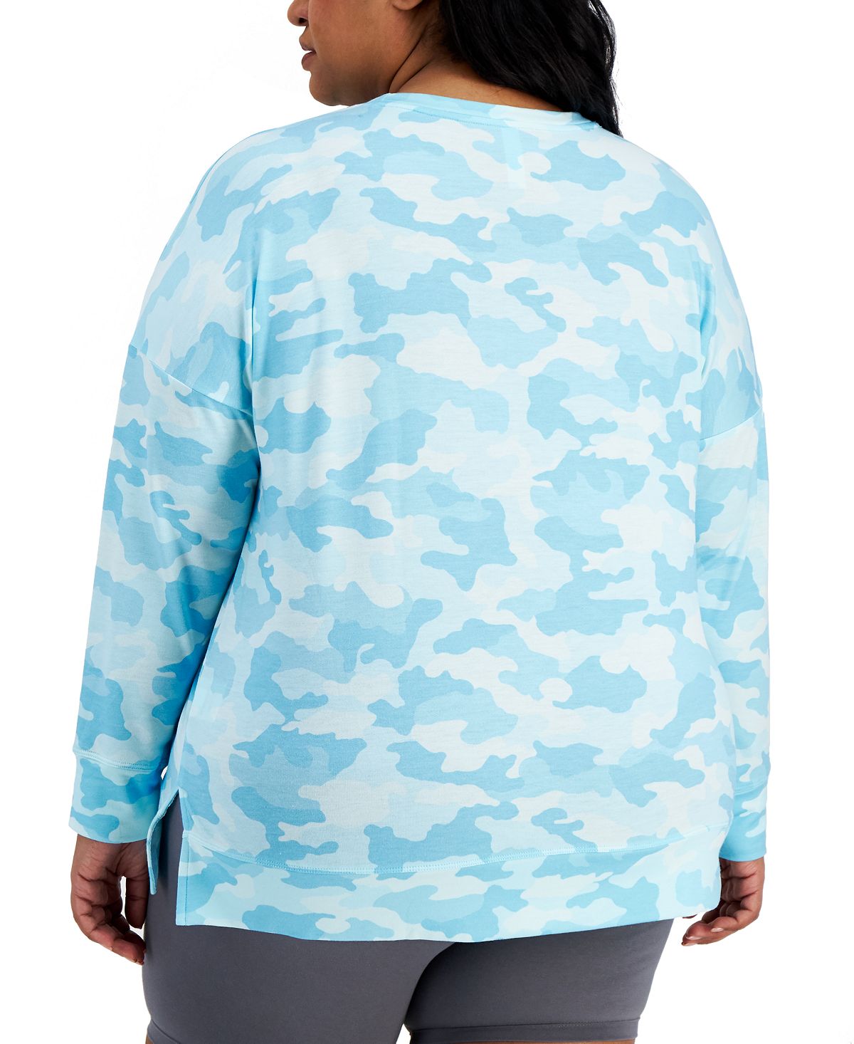 ID Ideology Women's Camouflage Print Sweatshirt Blue Size 1X