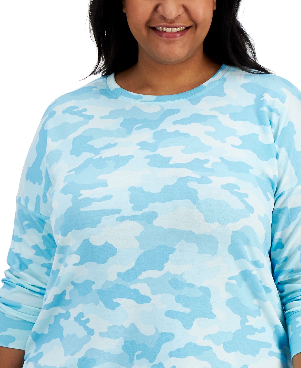 ID Ideology Women's Camouflage Print Sweatshirt Blue Size 1X