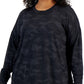 ID Ideology Women's Camouflage Print Sweatshirt Black Size 1X