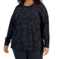 ID Ideology Women's Camouflage Print Sweatshirt Black Size 1X