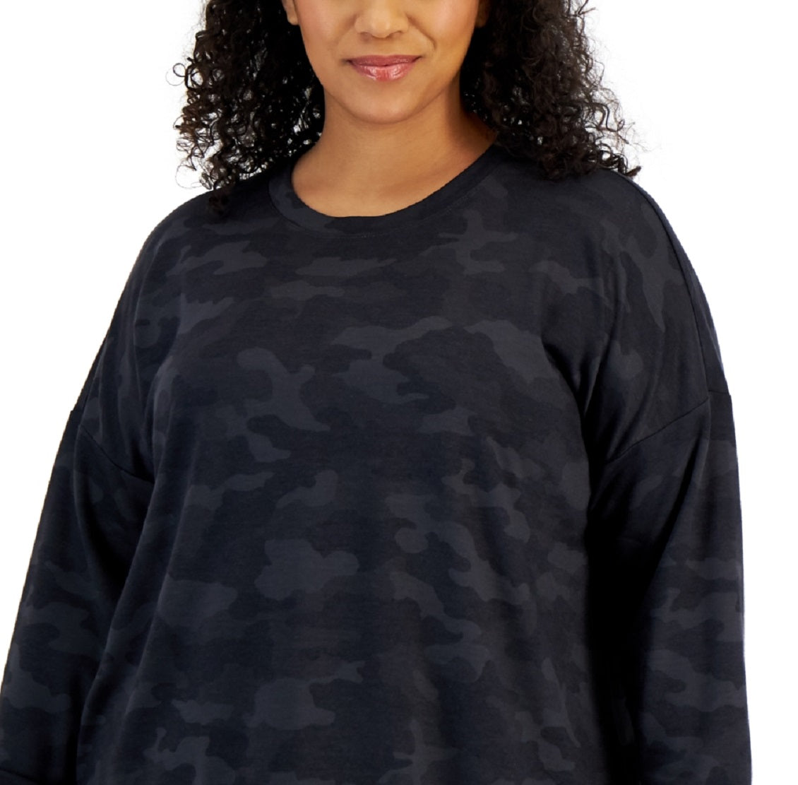 ID Ideology Women's Camouflage Print Sweatshirt Black Size 2X