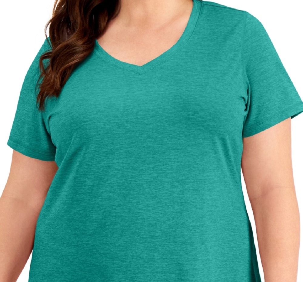 ID Ideology Women's Rapidry V Neck Performance T-Shirt Green Size 2X
