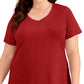 ID Ideology Women's Rapidry V Neck T-Shirt Red Size 3X