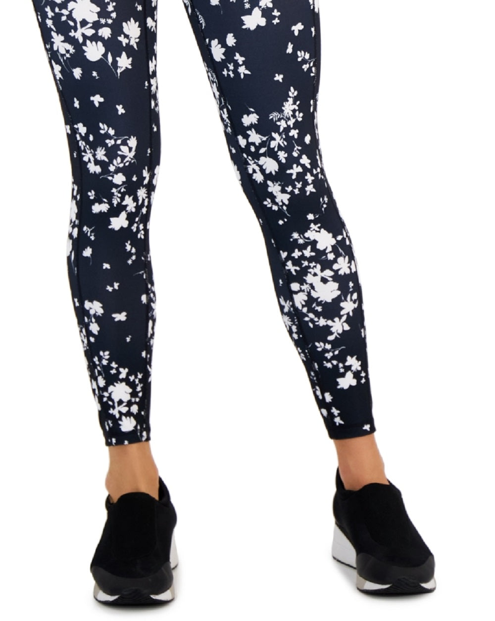 ID Ideology Women's Compression Floral Print Side Pocket 7/8 Leggings Gray