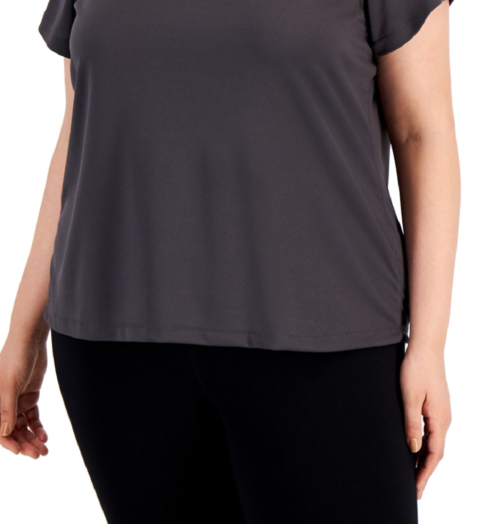 ID Ideology Women's Birdseye Mesh T-Shirt Gray Size 2X