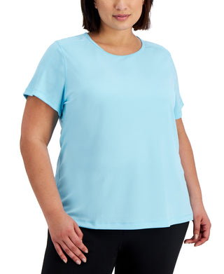 ID Ideology Women's Birdseye Mesh T-Shirt Blue Size 3X