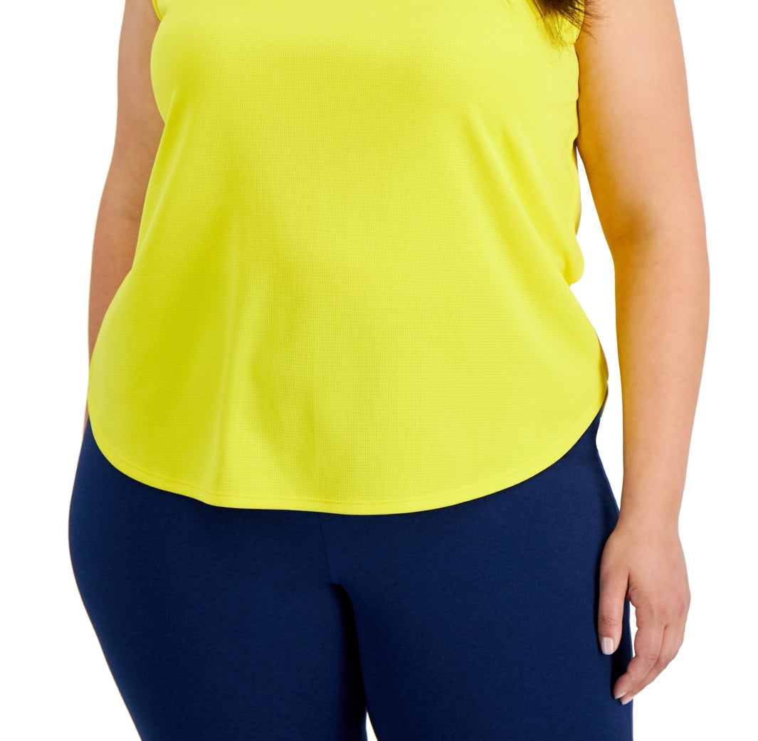 ID Ideology Women's Birdseye Mesh Tank Top Yellow Size 3X