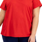 ID Ideology Women's Birdseye Mesh T Shirt Red Size 2X