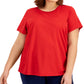 ID Ideology Women's Birdseye Mesh T-Shirt Red Size 3X