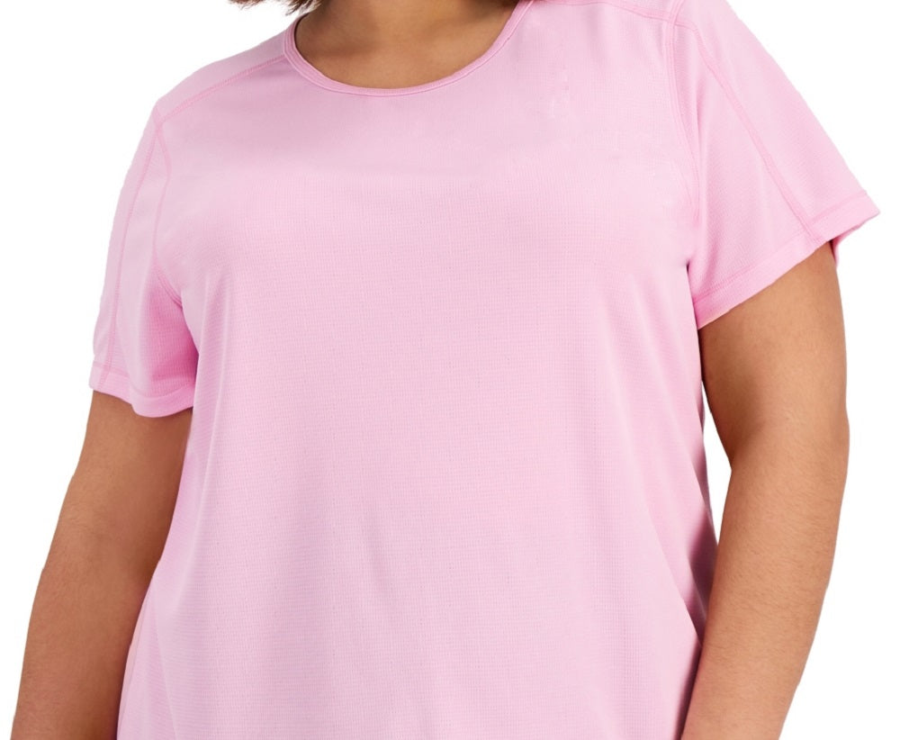 ID Ideology Women's Birdseye Mesh T-Shirt Pink Size 2X