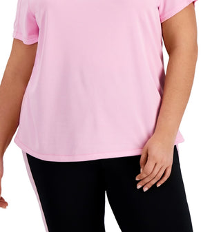 ID Ideology Women's Birdseye Mesh T-Shirt Pink Size 2X