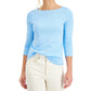 Charter Club Women's Pima Cotton Boat Neck Top Blue Size X-Large