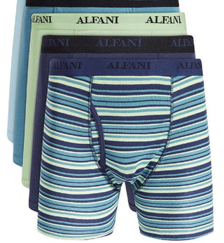 Alfani Men's 5 Pk Stripe & Solid Boxer Briefs Blue Size Large