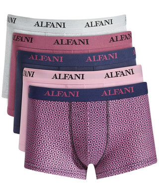 Alfani Men's 5 Pk Solid & Geo-Print Trunks Purple Size Medium