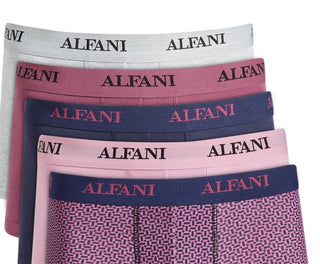Alfani Men's 5 Pk Solid & Geo Print Trunks Purple Size Large