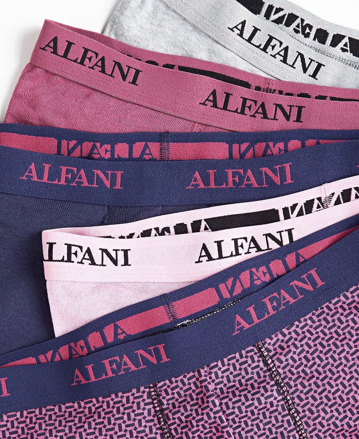 Alfani Men's 5 Pk Solid & Geo Print Trunks Purple Size X -Large