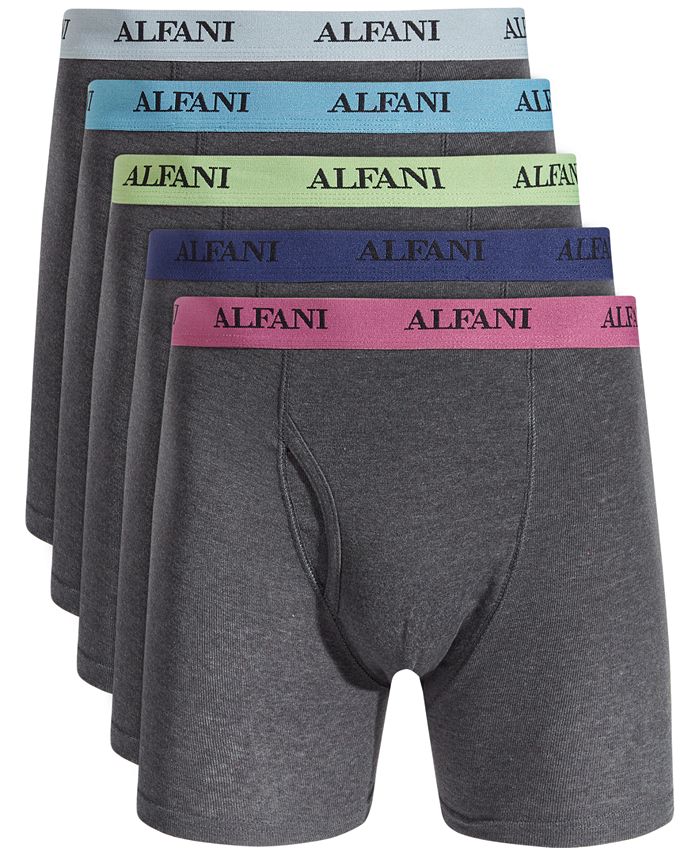 Alfani Men's 5 Pk Contrast Waistband Boxer Briefs Gray Size Small