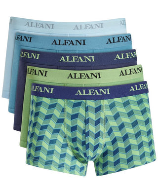 Alfani Men's 5 Pk Chevron & Solid Trunks Green Size Small