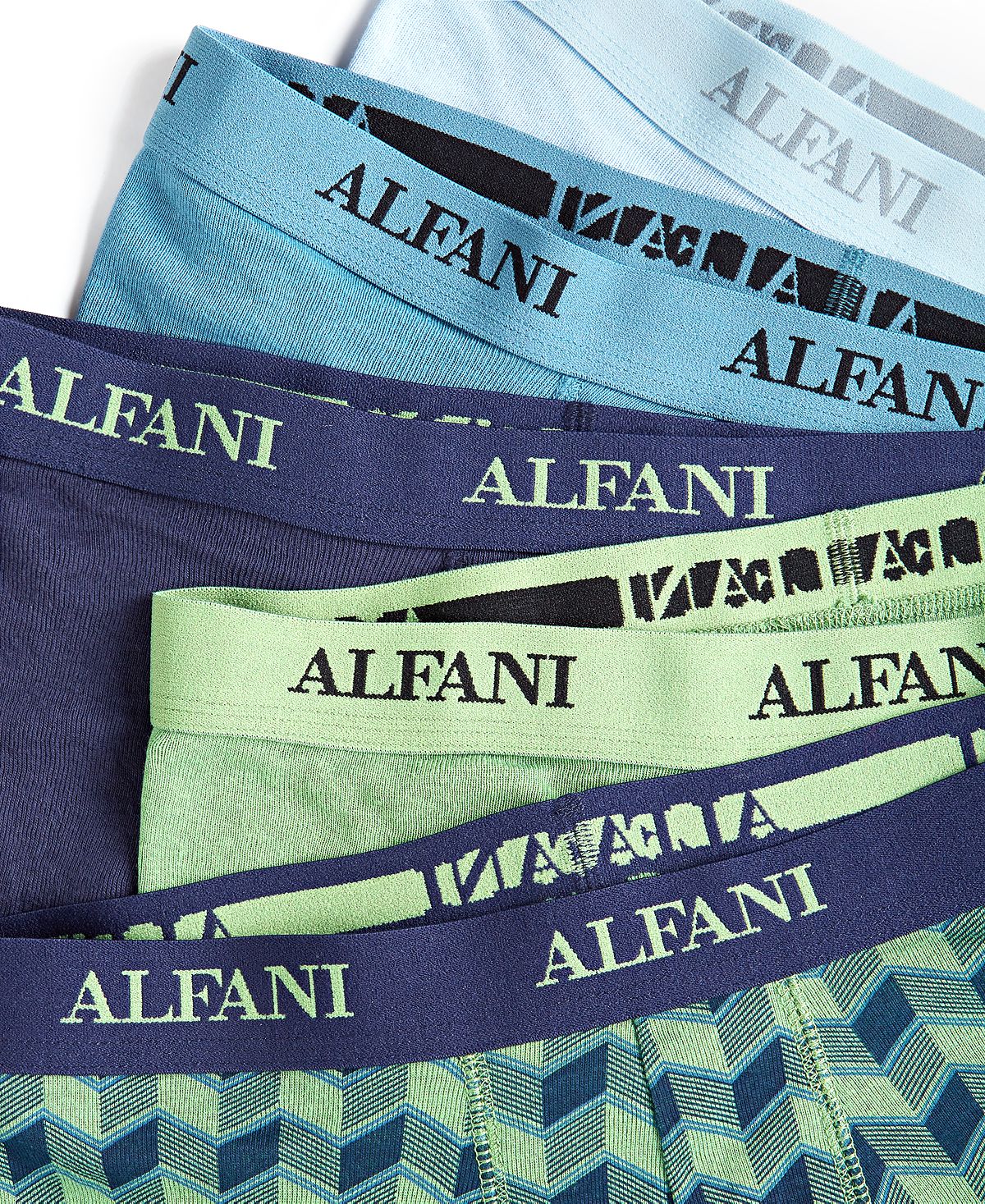 Alfani Men's 5 Pk Chevron & Solid Trunks Green Size X-Large