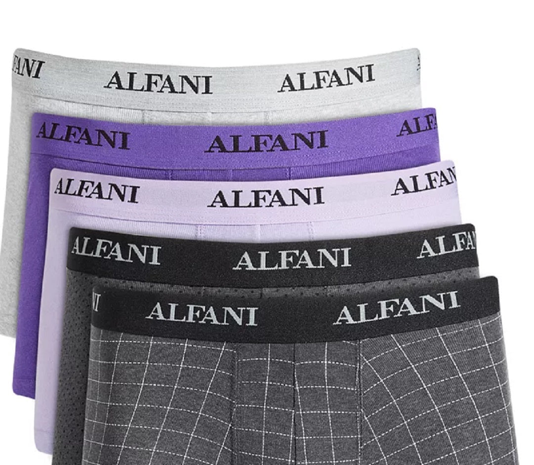 Alfani Men's 5 Pk Patterned & Solid Trunks Gray Size Medium