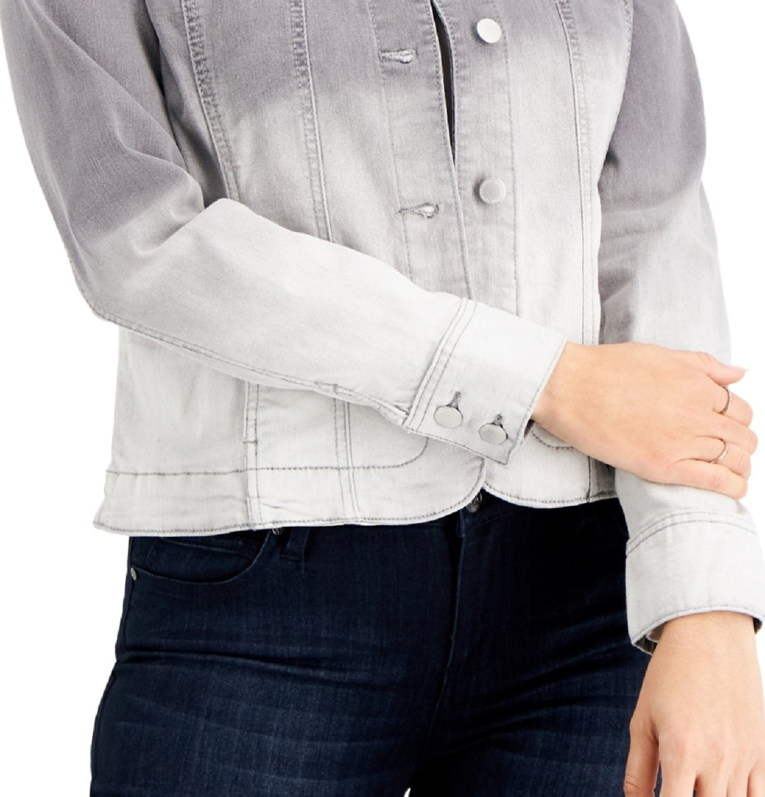 Charter Club Women's Ombre Jean Jacket Gray Size Petite Large