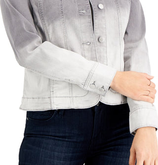 Charter Club Women's Ombre Jean Jacket Gray Size Petite Large