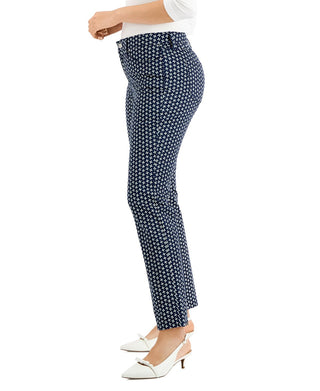 Charter Club Women's Lexington Geo Print Straight Leg Jeans Blue Size 8