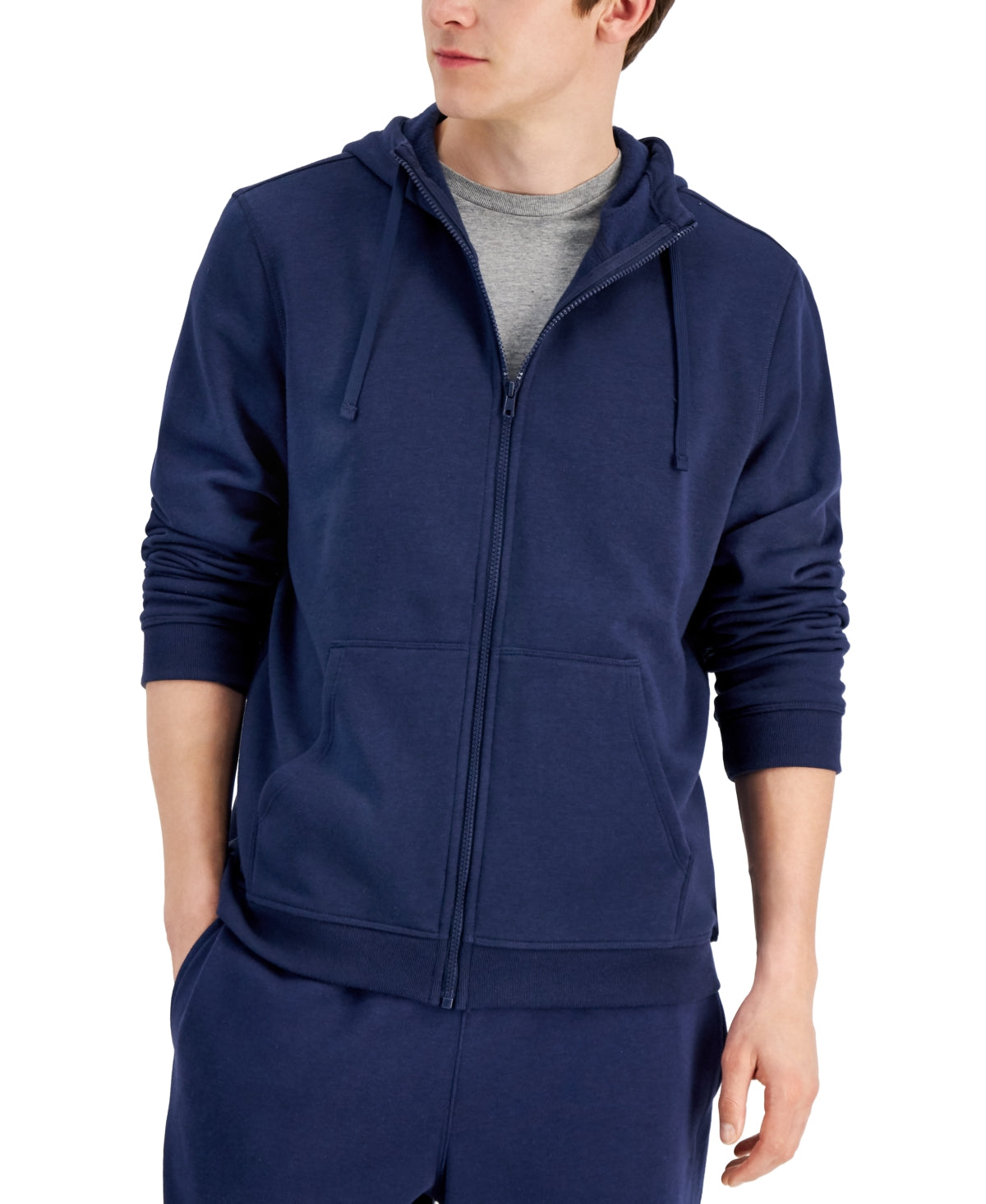 ID Ideology Men's Regular Fit Solid Full Zip Hoodie Blue Size 2XL