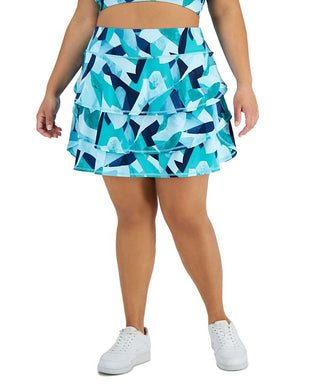 ID Ideology Women's Printed Flounce Skort Blue Size 2X