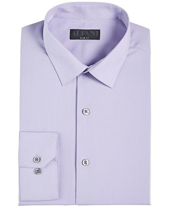 Alfani Men's Slim Fit Stripe Dress Shirt Purple Size XX-Large