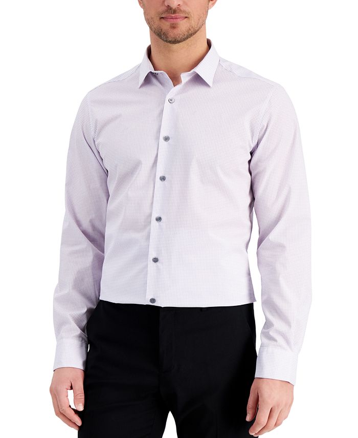 Alfani Men's Slim Fit Houndstooth Dress Shirt Blue