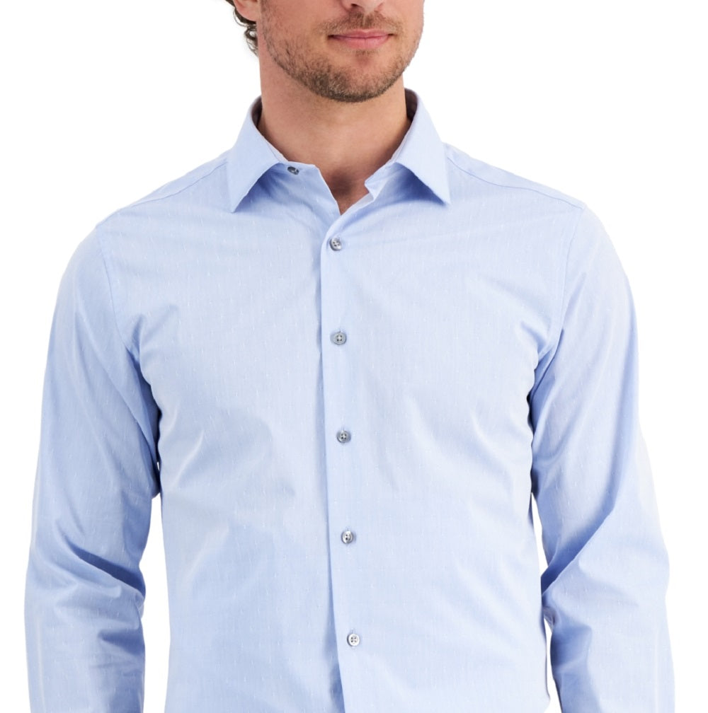 Alfani Men's Slim Fit 2 Way Stretch Performance Dress Shirt Blue Size 15X32X33