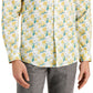 Bar III Men's Slim Fit Watercolor Floral Dress Shirt Yellow Size Large