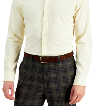 Club Room Men's Slim Fit 4 Way Stretch Solid Dress Shirt Yellow Size Small