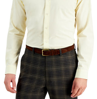 Club Room Men's Slim Fit 4 Way Stretch Solid Dress Shirt Yellow Size XX-Large