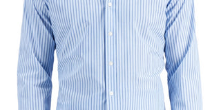 Club Room Men's Slim Fit 4 Way Stretch Stripe Dress Shirt Blue Size Medium
