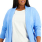 Alfani Women's Open Front Cardigan Blue Size 0X