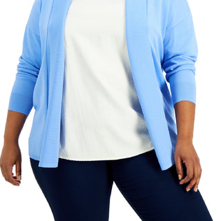 Alfani Women's Open Front Cardigan Blue Size 0X