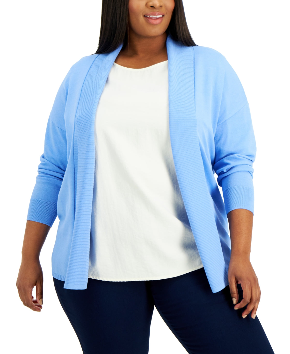 Alfani Women's Open Front Cardigan Blue Size 0X