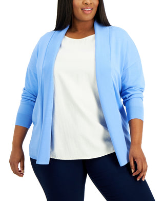 Alfani Women's Open Front Cardigan Blue Size 0X