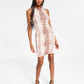 Bar III Women's Snake Embossed Bodycon Dress Brown Size Petite X-Large