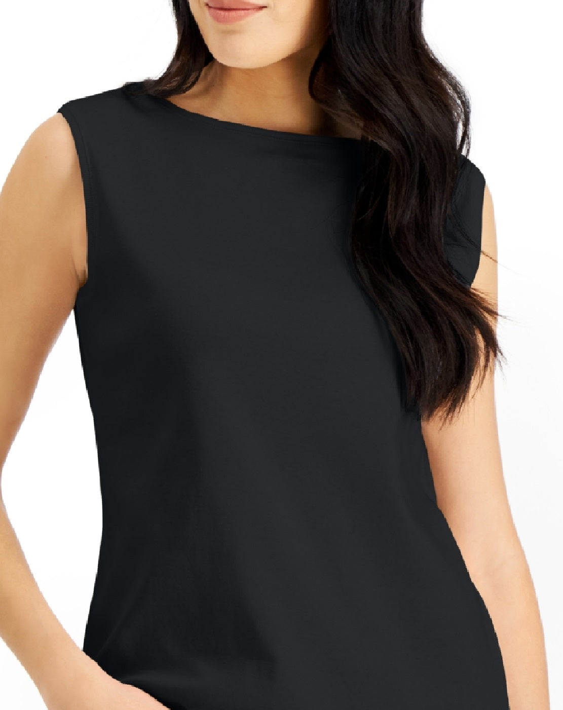 Karen Scott Women's Cotton Boat Neck Tank Top Black Size X-Large