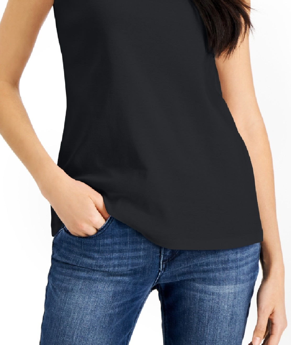 Karen Scott Women's Cotton Boat Neck Tank Top Black Size X-Large