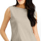Karen Scott Women's Cotton Boat Neck Tank Top Beige Size Medium