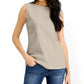 Karen Scott Women's Cotton Boat Neck Tank Top Beige Size Medium