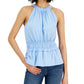 INC International Concepts Women's Smock Waist Halter Top Blue Size Small
